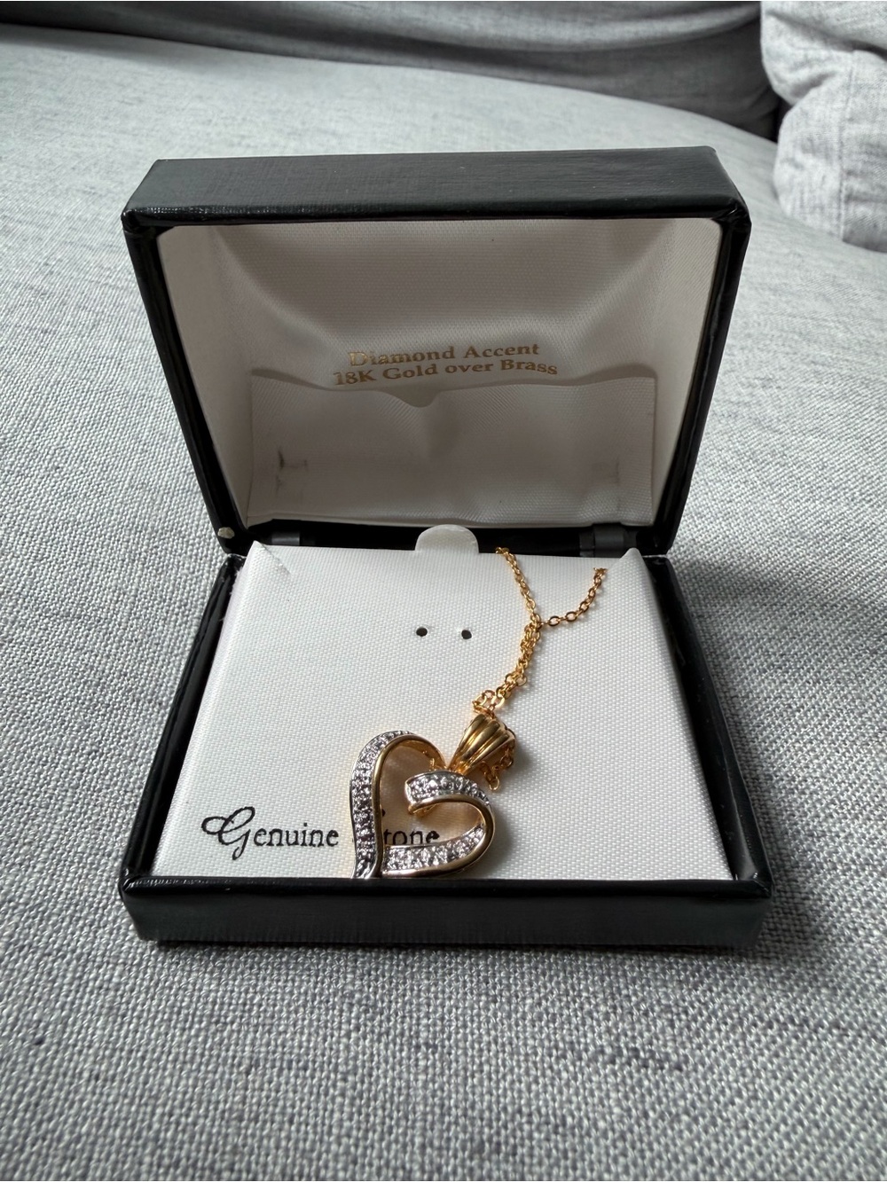 Unbranded 18K Gold Over Brass Heart Pendant Necklace with Diamond Accents - NEW